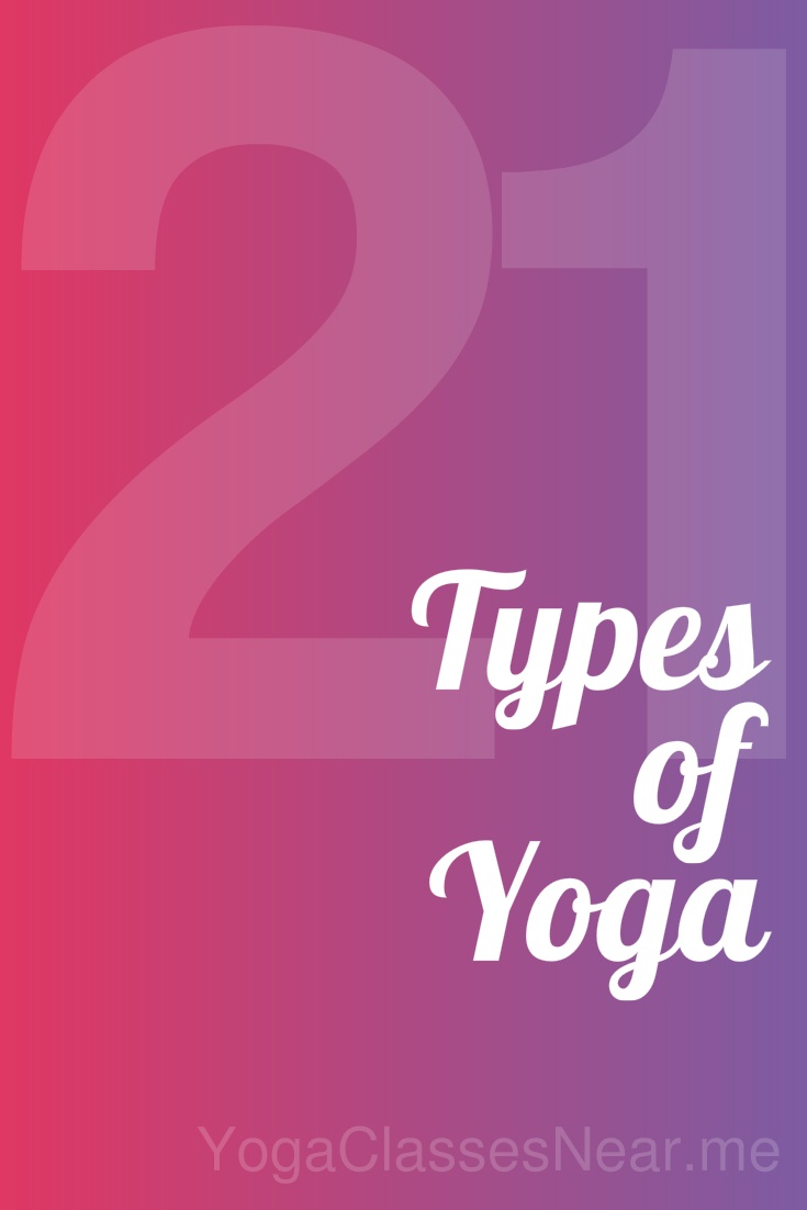 Image of banner with the title 21 types of yoga