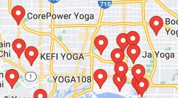 sample map showing location pins for yoga classes